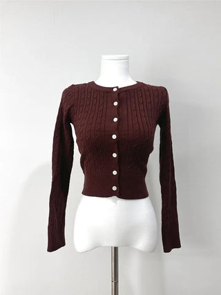 Twisted crop knit cardigan