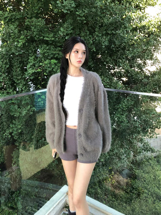 Oversized Angora Fur Cardigan