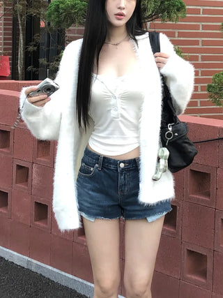 Oversized Angora Fur Cardigan