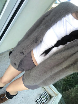 Oversized Angora Fur Cardigan