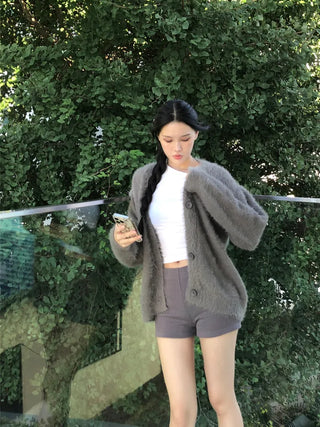 Oversized Angora Fur Cardigan