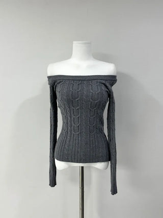 Twisted knit off-the-shoulder tee