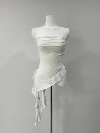 Frill One-shoulder Tube Top