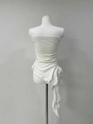 Frill One-shoulder Tube Top