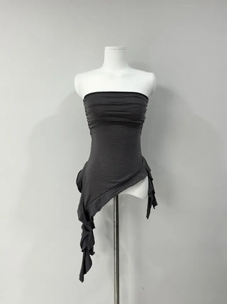 Frill One-shoulder Tube Top