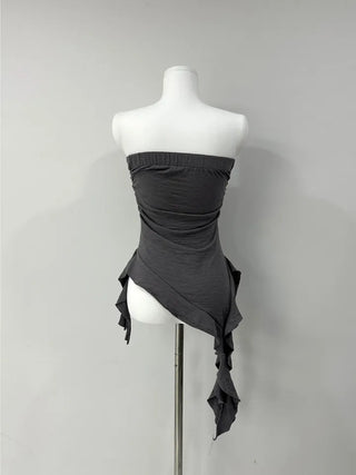 Frill One-shoulder Tube Top