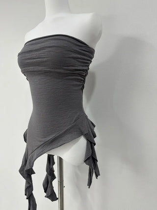 Frill One-shoulder Tube Top