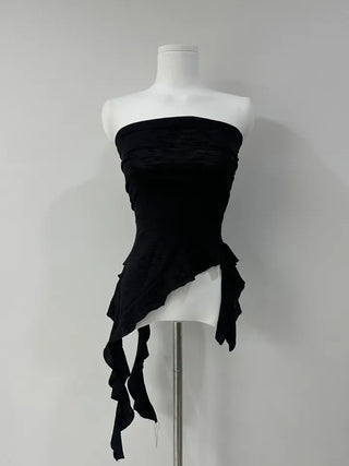 Frill One-shoulder Tube Top