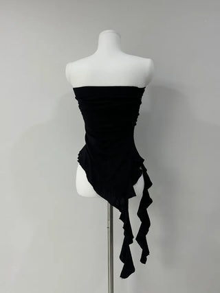 Frill One-shoulder Tube Top