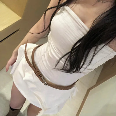Suede studded belt