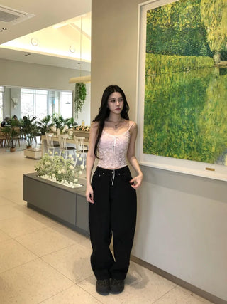 Button pocket wide pants