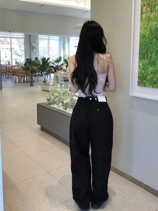 Button pocket wide pants