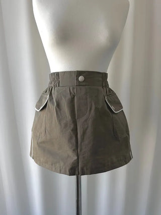 Line color block cargo skirt