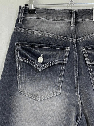 Pocket wide denim pants