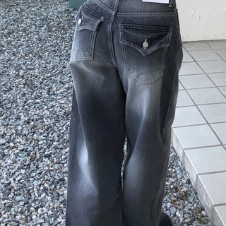 Pocket wide denim pants