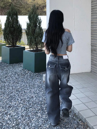 Pocket wide denim pants