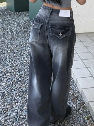 Pocket wide denim pants