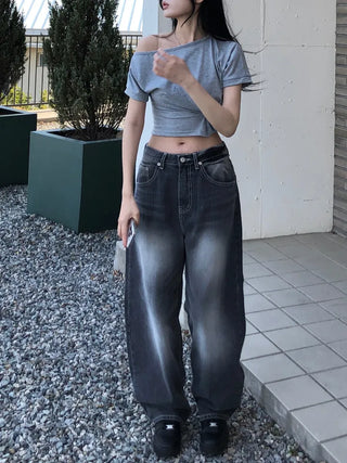 Pocket wide denim pants
