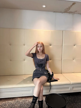 Peak printing crop unisex tee