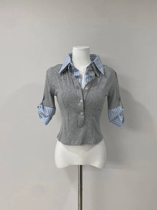 Layered Shirt Button Tee