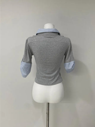 Layered Shirt Button Tee