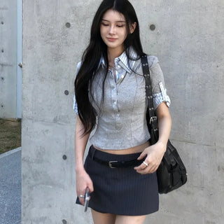 Layered Shirt Button Tee