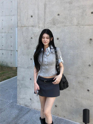 Layered Shirt Button Tee