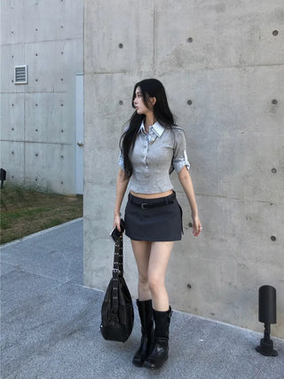 Layered Shirt Button Tee