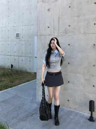 Layered Shirt Button Tee