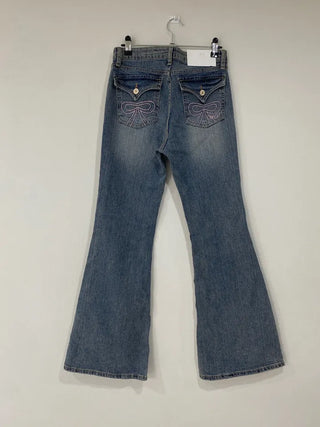 Ribbon Pocket Bootcut Denim Pants