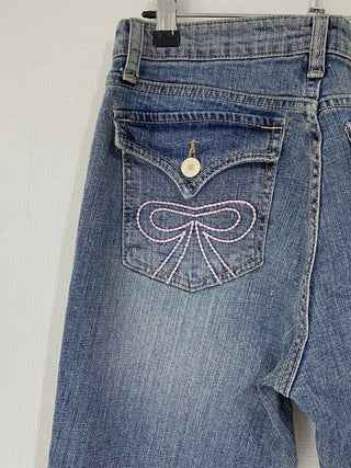 Ribbon Pocket Bootcut Denim Pants