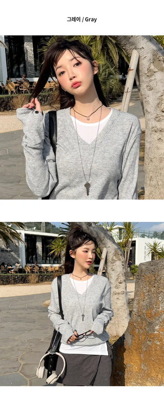 V Neck Knit Top