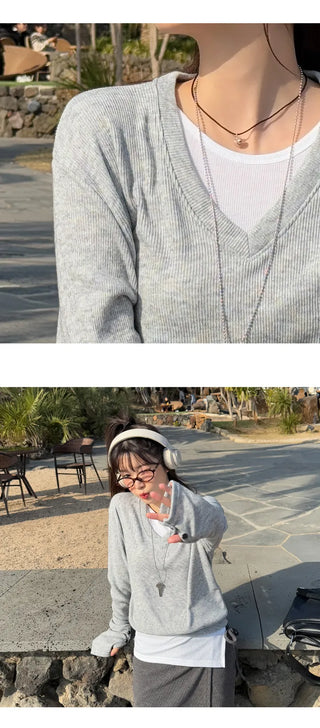 V Neck Knit Top