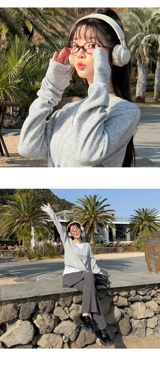 V Neck Knit Top
