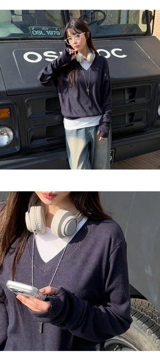 V Neck Knit Top