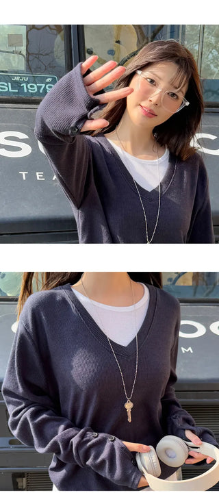 V Neck Knit Top