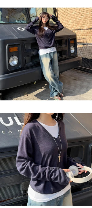 V Neck Knit Top
