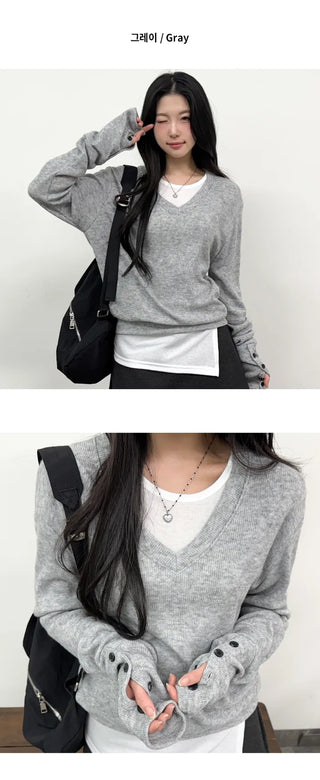 V Neck Knit Top