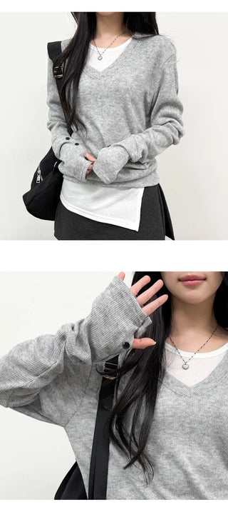 V Neck Knit Top
