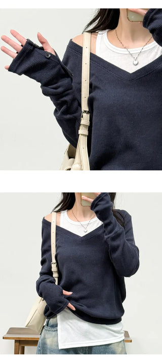 V Neck Knit Top