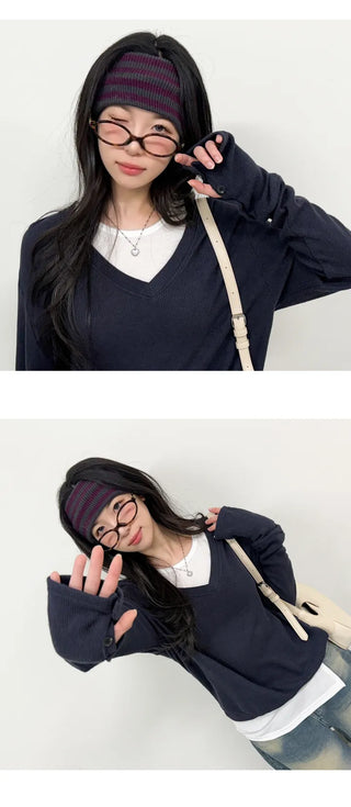 V Neck Knit Top