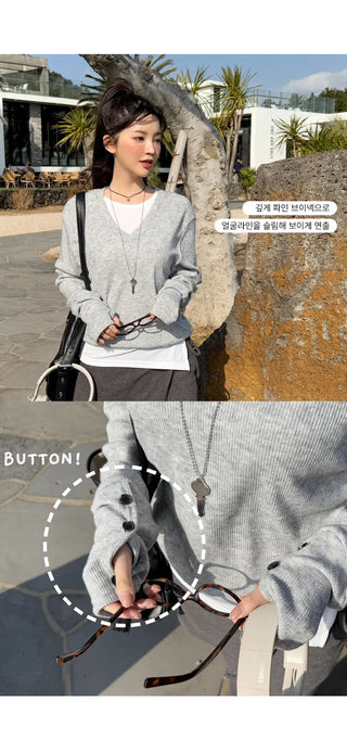 V Neck Knit Top