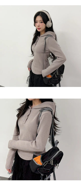 Button Knit Hoodie