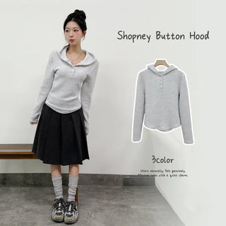 Button Knit Hoodie