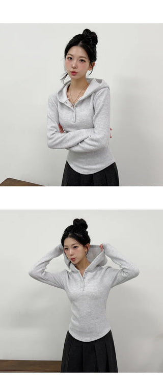Button Knit Hoodie