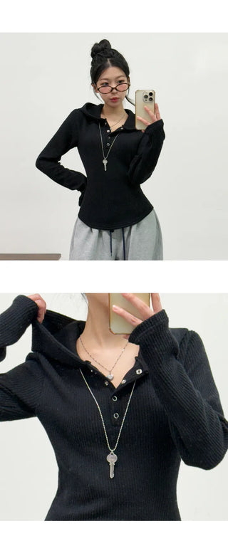 Button Knit Hoodie