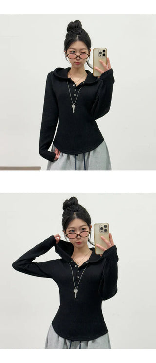 Button Knit Hoodie
