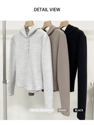 Button Knit Hoodie