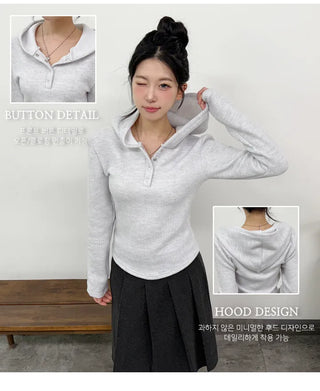 Button Knit Hoodie