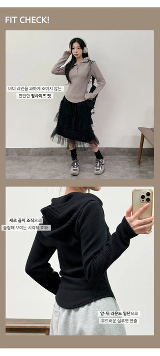 Button Knit Hoodie
